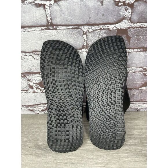 Think! Black Leather Cork Sun Moon Silver Wedge Sandals Women Sz 37EU/6.5M US - Picture 10 of 16